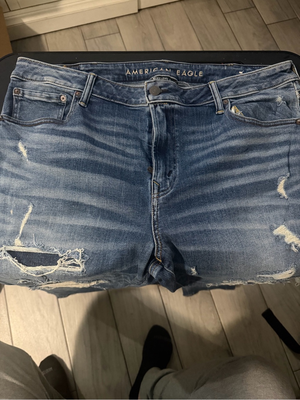 American Eagle Outfitters Distressed Denim Jean Shorts - Medium Blue